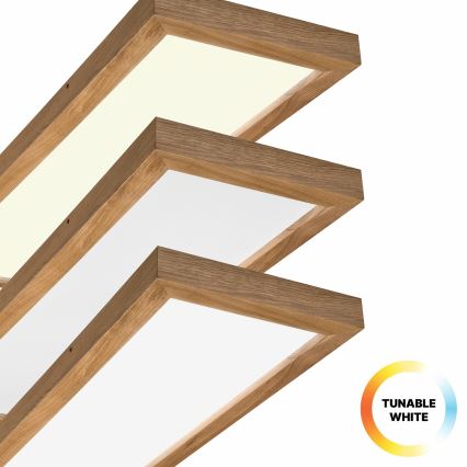 Brilagi - Plafonnier à intensité variable salle de bain WOODY FRAME LED/50W/230V chêne 120x30 cm 3000-6000K IP44 + télécommande