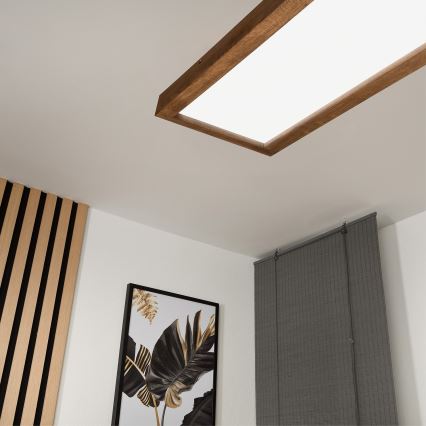 Brilagi - Plafonnier à intensité variable salle de bain WOODY FRAME LED/50W/230V chêne cerise 120x30 cm 3000-6000K IP44 + Télécommande