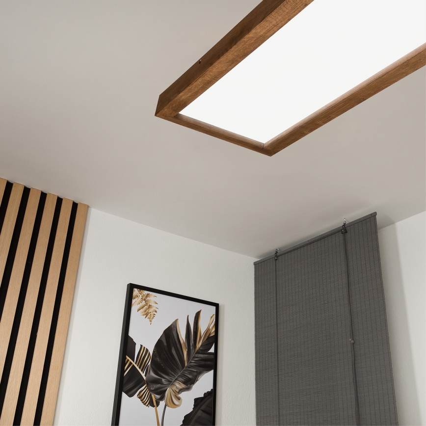 Brilagi - Plafonnier à intensité variable salle de bain WOODY FRAME LED/50W/230V chêne cerise 120x30 cm 3000-6000K IP44 + Télécommande