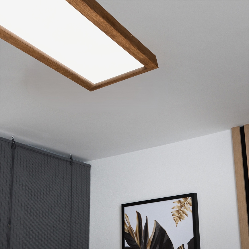Brilagi - Plafonnier à intensité variable salle de bain WOODY FRAME LED/50W/230V chêne cerise 120x30 cm 3000-6000K IP44 + Télécommande