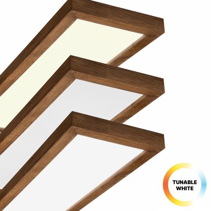 Brilagi - Plafonnier à intensité variable salle de bain WOODY FRAME LED/50W/230V chêne cerise 120x30 cm 3000-6000K IP44 + Télécommande