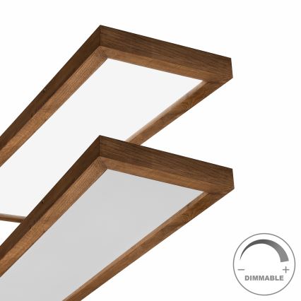 Brilagi - Plafonnier à intensité variable salle de bain WOODY FRAME LED/50W/230V chêne cerise 120x30 cm 3000-6000K IP44 + Télécommande
