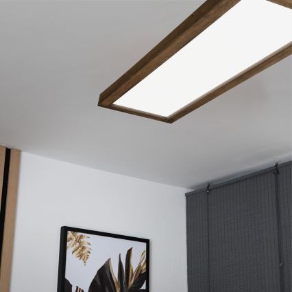 Brilagi - Plafonnier à intensité variable salle de bain WOODY FRAME LED/50W/230V chêne noyer 120x30 cm 3000-6000K IP44 + Télécommande