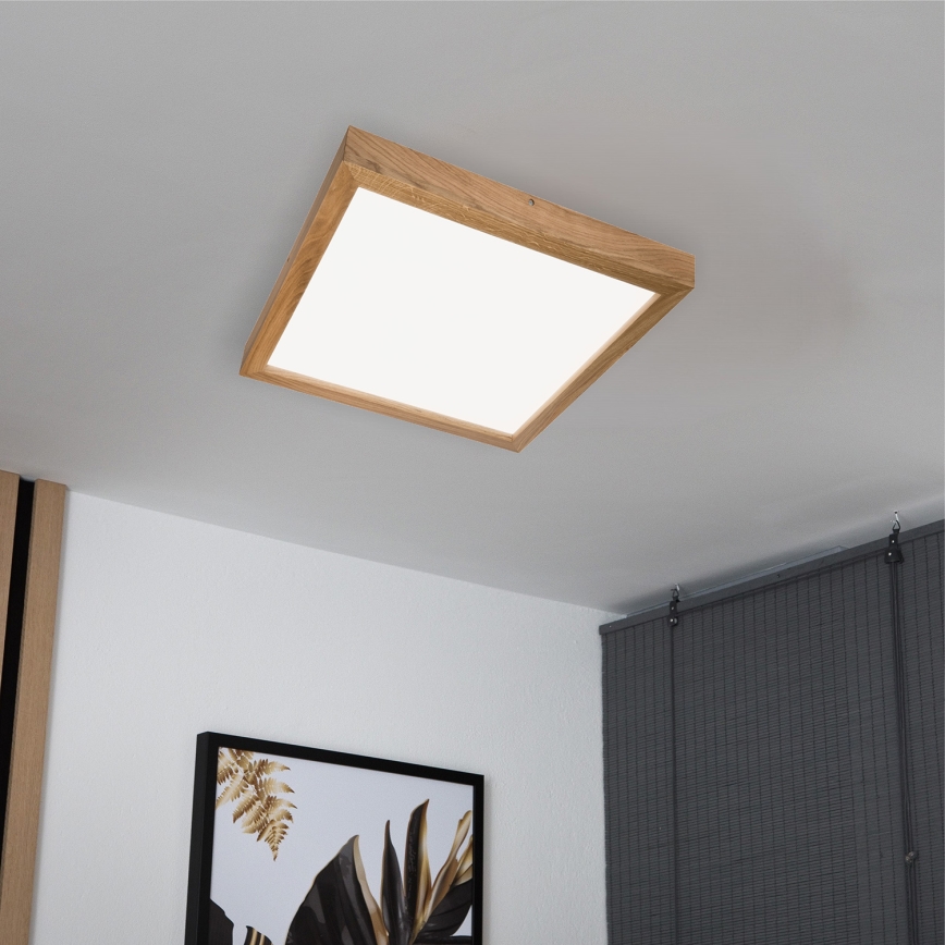 Brilagi - Plafonnier à intensité variable salle de bain WOODY FRAME LED/50W/230V chêne 60x60 cm 3000-6000K IP44 + télécommande
