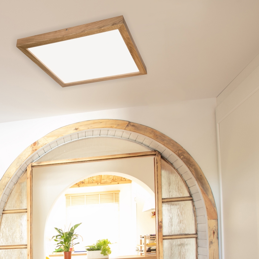 Brilagi - Plafonnier à intensité variable salle de bain WOODY FRAME LED/50W/230V chêne 60x60 cm 3000-6000K IP44 + télécommande