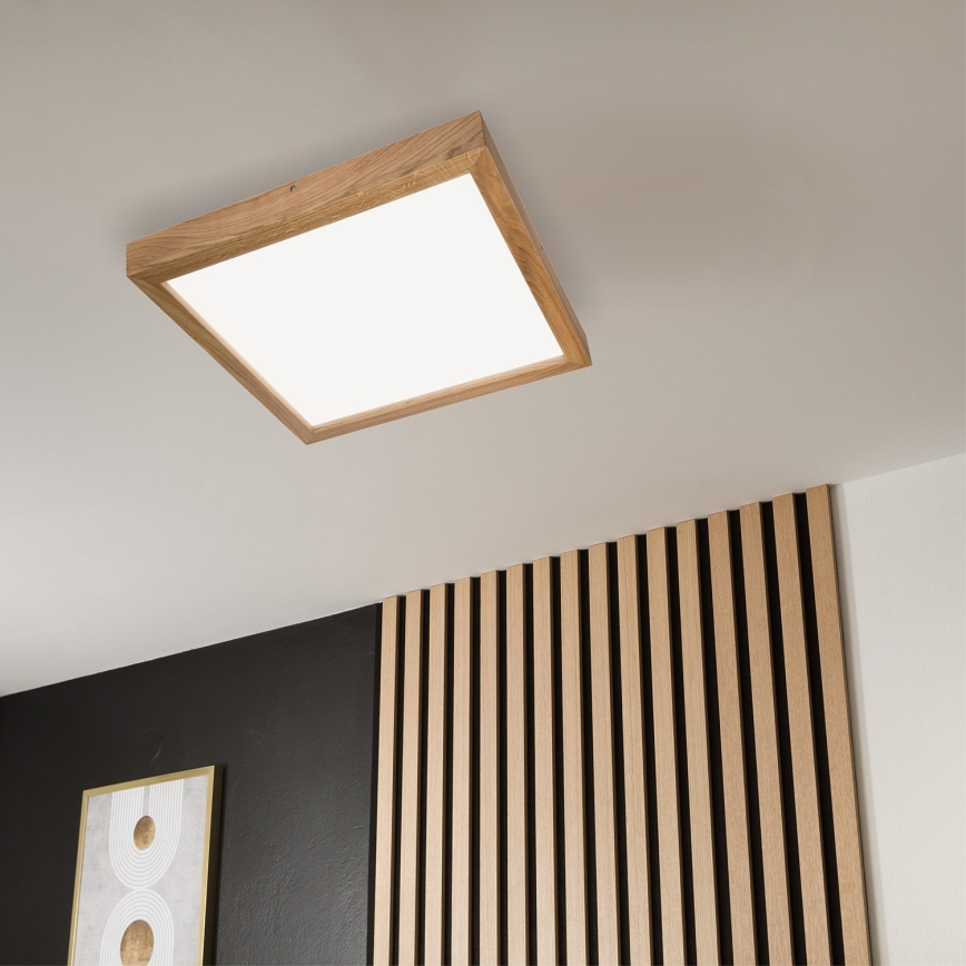 Brilagi - Plafonnier à intensité variable salle de bain WOODY FRAME LED/50W/230V chêne 60x60 cm 3000-6000K IP44 + télécommande