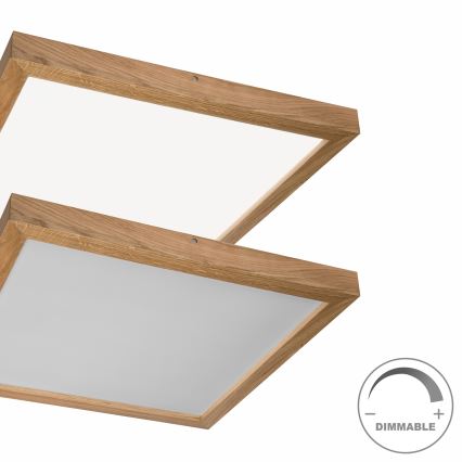 Brilagi - Plafonnier à intensité variable salle de bain WOODY FRAME LED/50W/230V chêne 60x60 cm 3000-6000K IP44 + télécommande