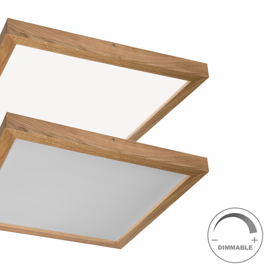 Brilagi - Plafonnier à intensité variable salle de bain WOODY FRAME LED/50W/230V chêne 60x60 cm 3000-6000K IP44 + télécommande