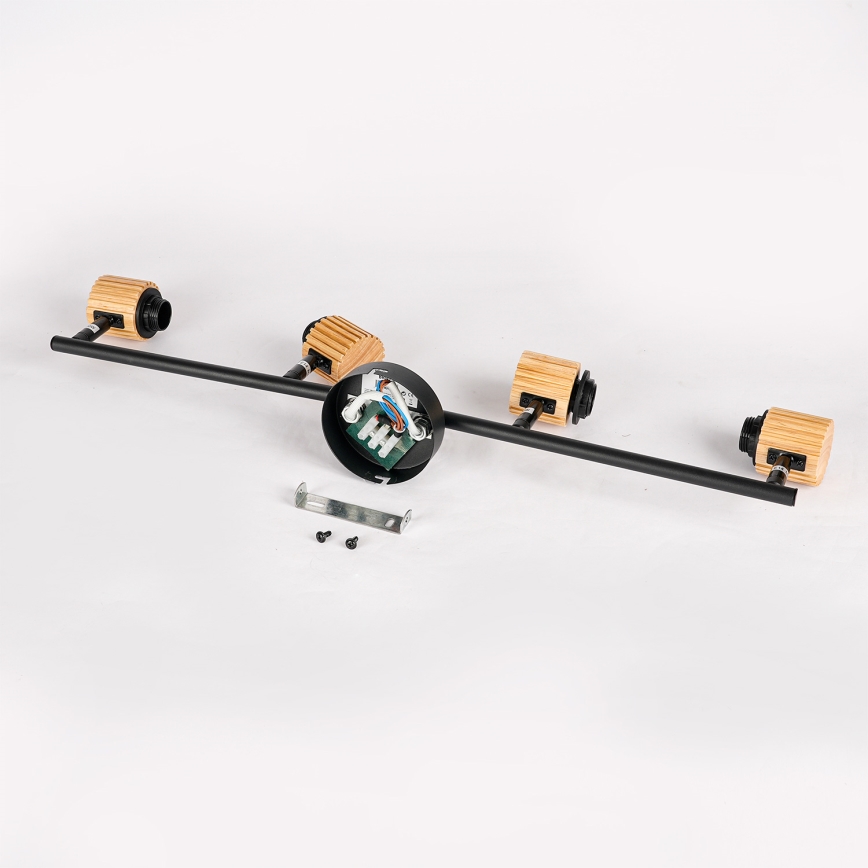 Brilagi - Luminaire à spots BASKLITE 4xE27/15W/230V bois/noir