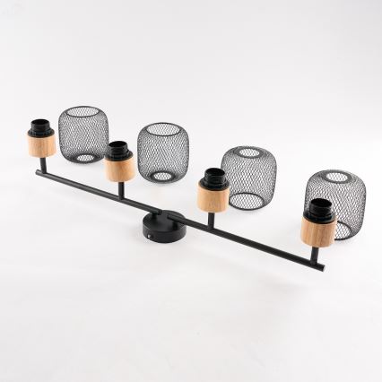 Brilagi - Luminaire à spots BASKLITE 4xE27/15W/230V bois/noir