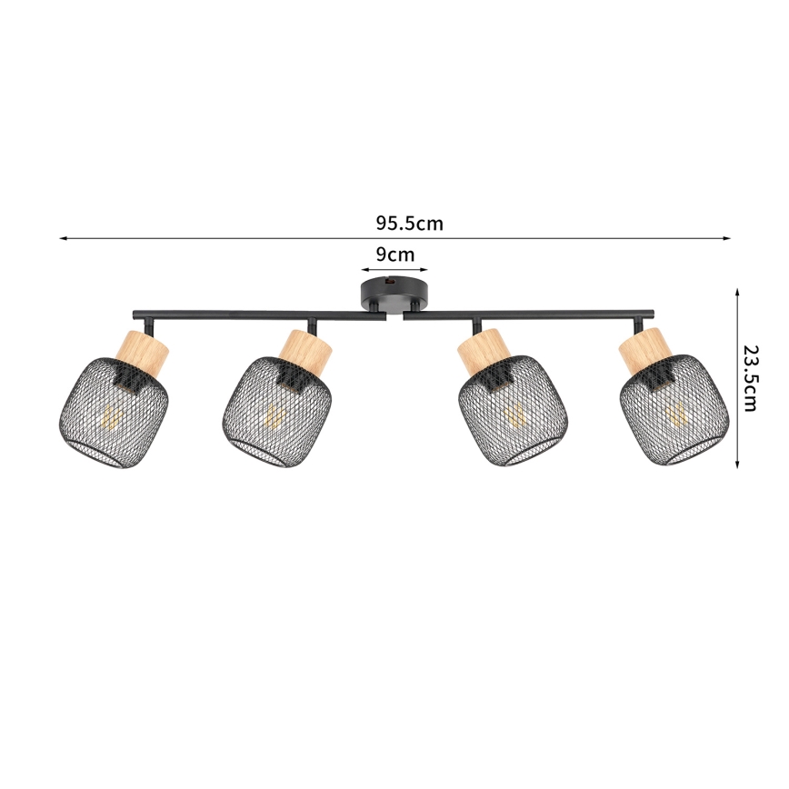 Brilagi - Luminaire à spots BASKLITE 4xE27/15W/230V bois/noir