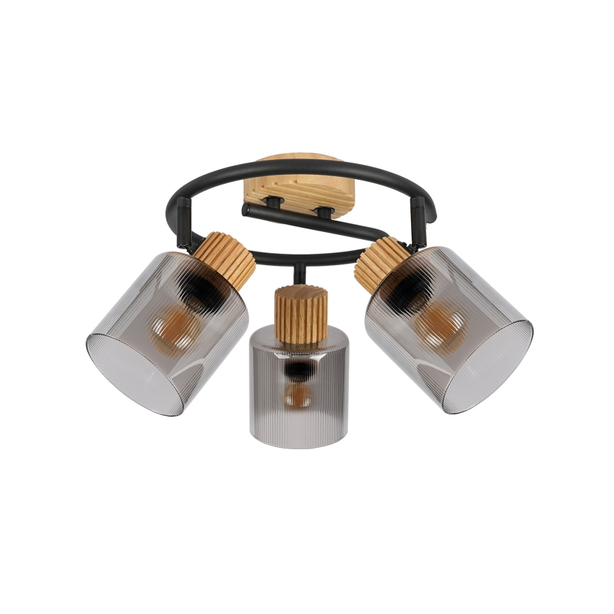 Brilagi - Luminaire à spots HYGGE 3xE14/15W/230V hévéa/fumé