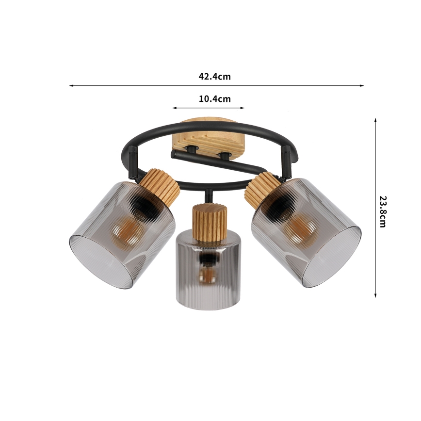 Brilagi - Luminaire à spots HYGGE 3xE14/15W/230V hévéa/fumé