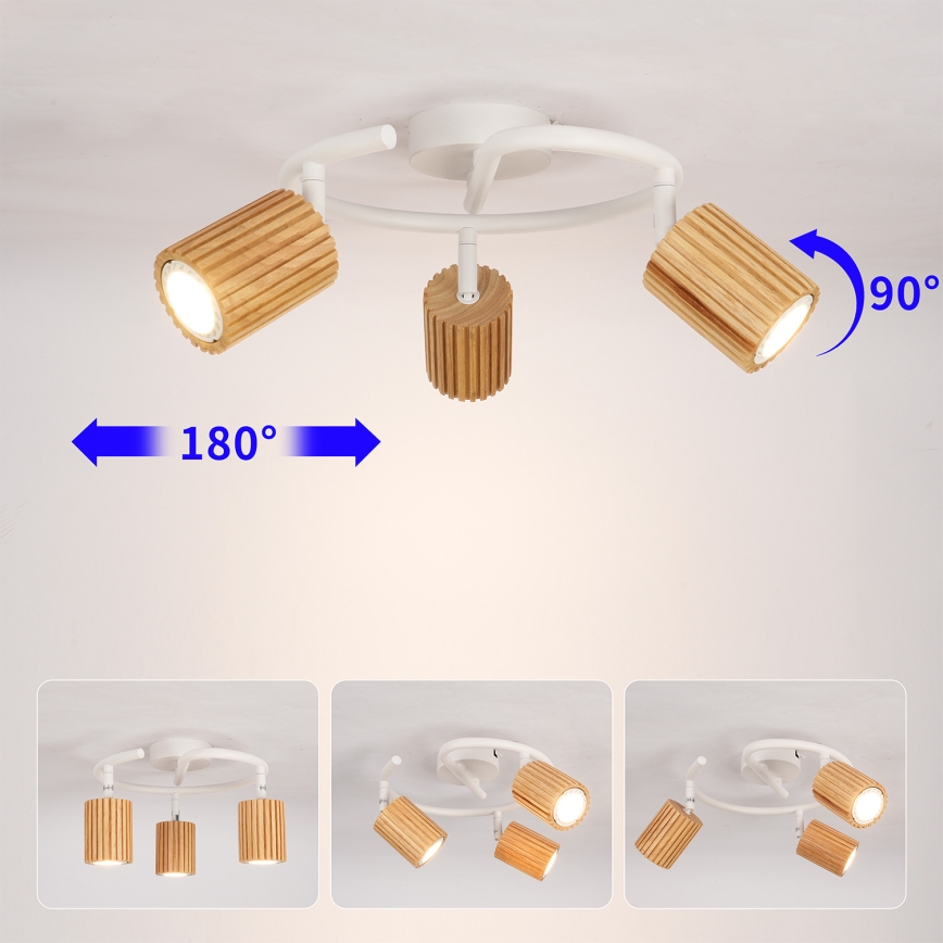 Brilagi - Luminaire à spots MODERN WOOD 3xGU10/8W/230V bois/blanc