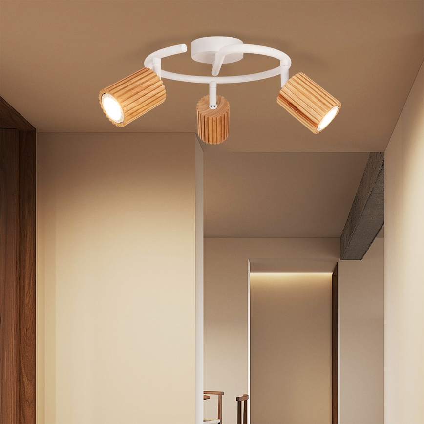 Brilagi - Luminaire à spots MODERN WOOD 3xGU10/8W/230V bois/blanc