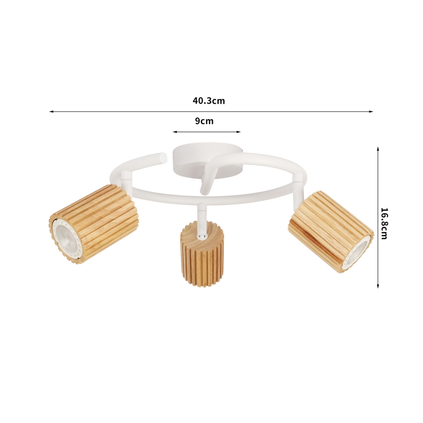 Brilagi - Luminaire à spots MODERN WOOD 3xGU10/8W/230V bois/blanc