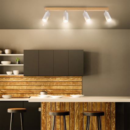 Brilagi - Luminaire à spots SELE 4xGU10/30W/230V blanc/décor chêne