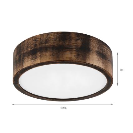 Brilagi - Luminaire de plafond LED CARVALHO SMOKEY LED/20W/230V chêne Ø 27,5 cm