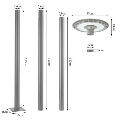Brilagi - luminaire de rue LED d'extérieur URBANSPARK LED/120W/230V gris IP65