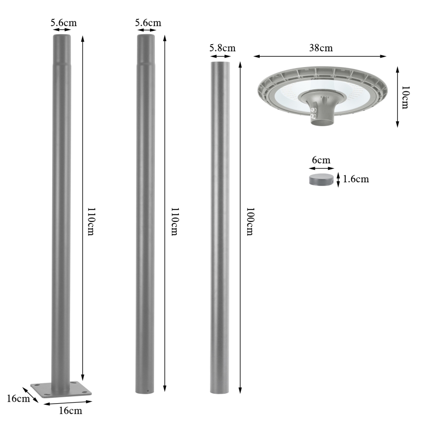 Brilagi - luminaire de rue LED d'extérieur URBANSPARK LED/120W/230V gris IP65