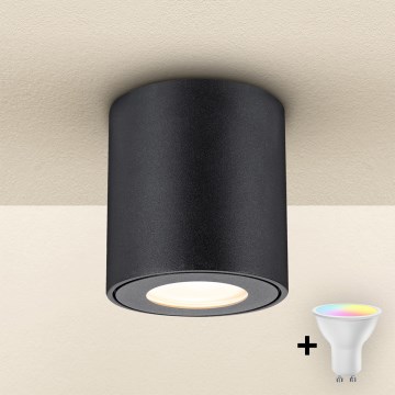 Brilagi - Luminaire de salle de bains LED RGBW dimmable MIA 1xGU10/4,8W/230V 3000K 84x80 mm noir IP54 + télécommande