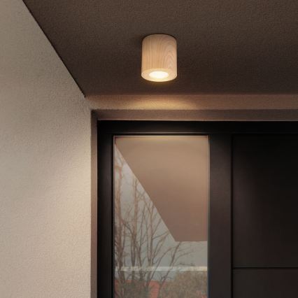 Brilagi - Luminaire LED RGBW dimmable pour salle de bains MIA 1xGU10/6W/230V 3000K 84x80 mm décor chêne IP44 + télécommande