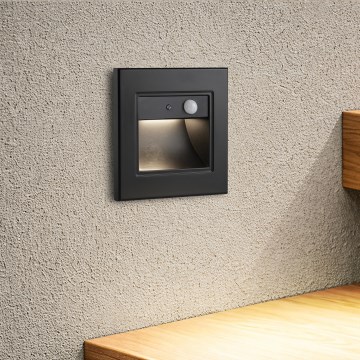 Brilagi - Luminaire d'escalier LED avec détecteur STEP LIGHT LED/1,5W/230V IP44 noir