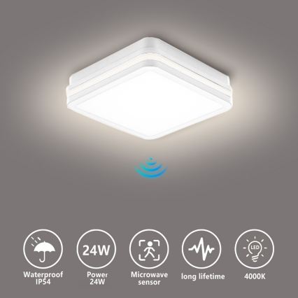 Brilagi - Luminaire d'extérieur à LED avec détecteur BENE LED/24W/230V 26x26 cm blanc IP54