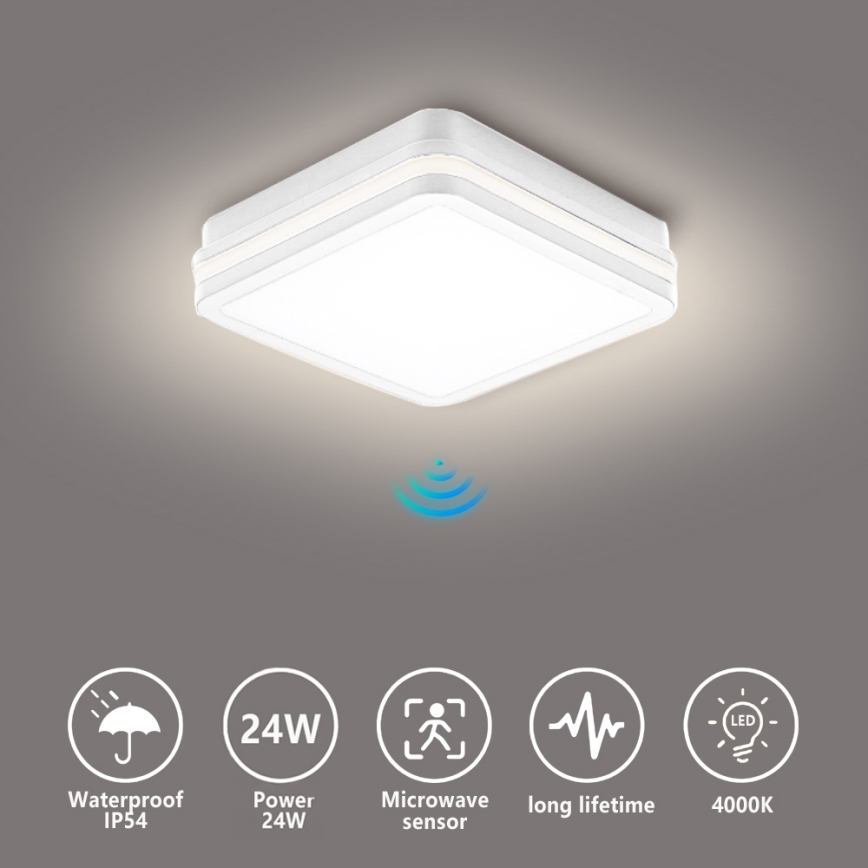 Brilagi - Luminaire d'extérieur à LED avec détecteur BENE LED/24W/230V 26x26 cm blanc IP54