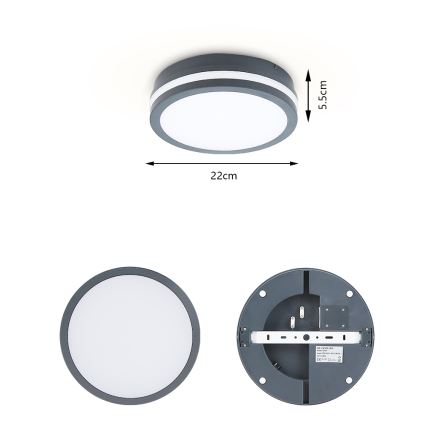 Brilagi - luminaire d'extérieur LED avec détecteur BENE LED/18W/230V Ø 22 cm anthracite IP54