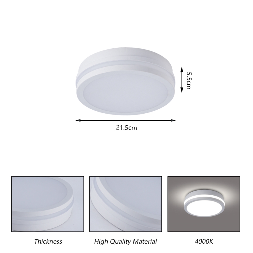 Brilagi - Plafonnier extérieur LED avec détecteur BENE LED/18W/230V Ø 21,5 cm blanc IP54