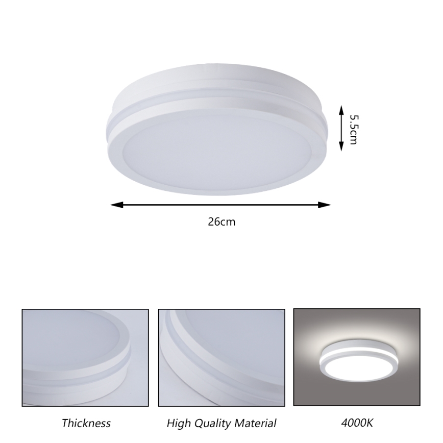 Brilagi - Plafonnier extérieur LED avec détecteur BENE LED/24W/230V Ø 26 cm blanc IP54