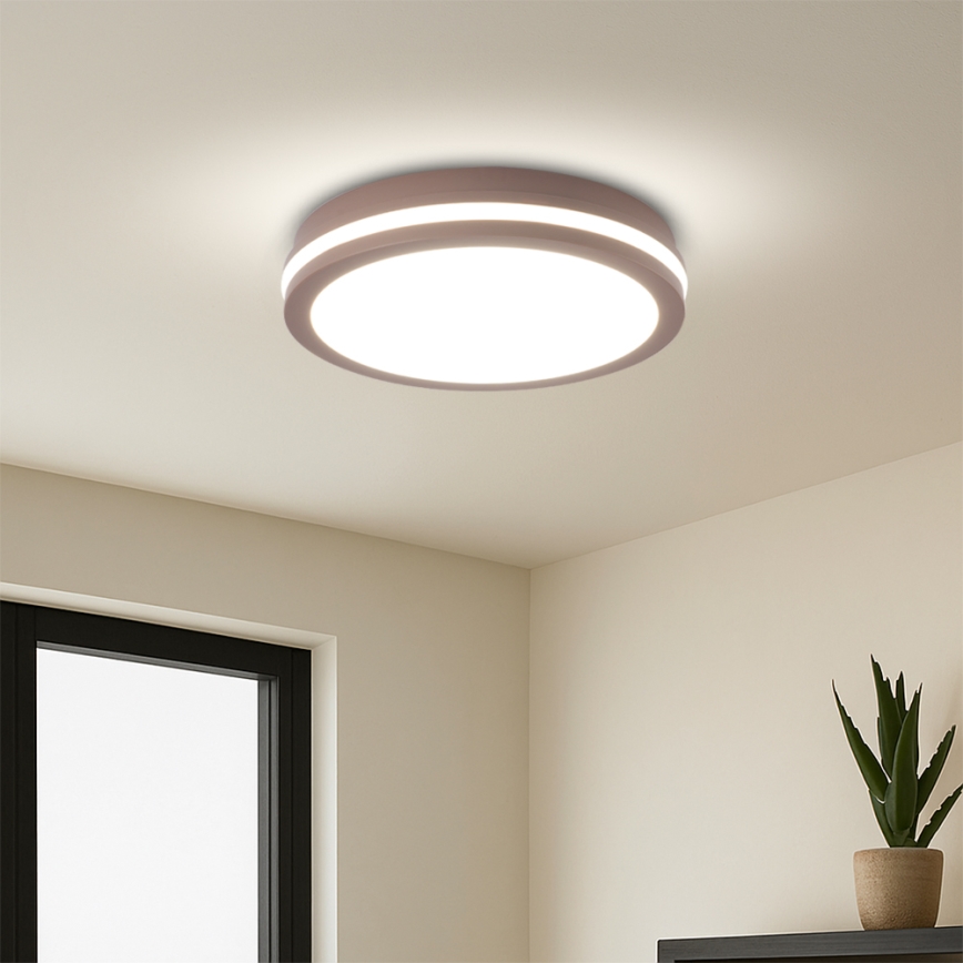 Brilagi - Luminaire extérieur LED avec détecteur BENE LED/24W/230V Ø 26 cm marron IP54