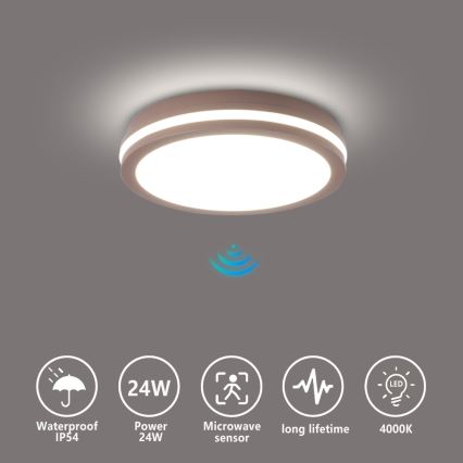 Brilagi - Luminaire extérieur LED avec détecteur BENE LED/24W/230V Ø 26 cm marron IP54