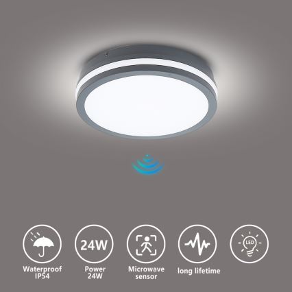 Brilagi - Luminaire d'extérieur LED avec détecteur BENE LED/24W/230V Ø 26 cm anthracite IP54