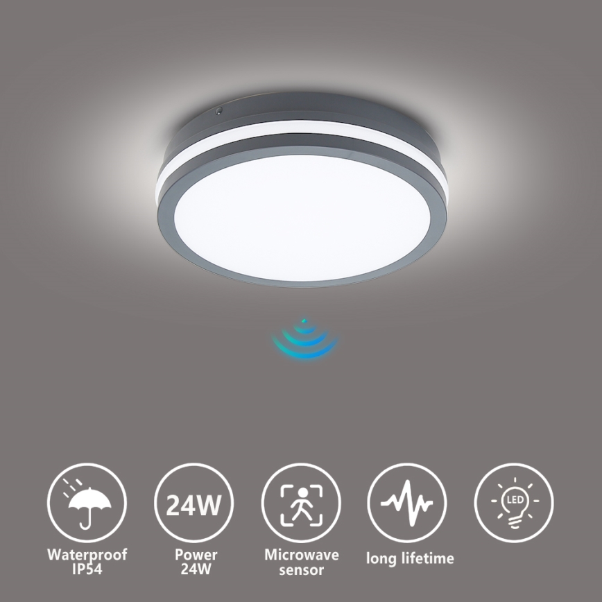 Brilagi - Luminaire d'extérieur LED avec détecteur BENE LED/24W/230V Ø 26 cm anthracite IP54