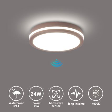 Brilagi - Luminaire d'extérieur LED BENE avec détecteur LED/24W/230V Ø 26 cm marron IP54