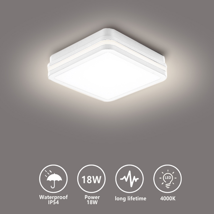 Brilagi - Luminaire d'extérieur LED BENE, 18 W, 230 V, 22 x 22 cm, blanc, IP54