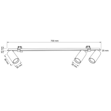 Brilagi - Luminaire encastré SELE 3xGU10/30W/230V noir