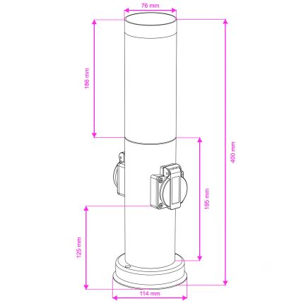 Brilagi - Lampe d'extérieur avec 2 prises SCHUKO NOVA 1xE27/15W/230V 40 cm IP44 anthracite