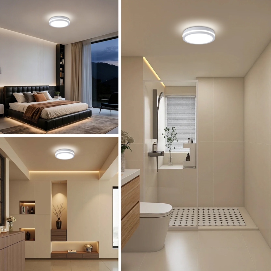 Brilagi - Plafonnier d'extérieur LED avec détecteur BENE LED/24W/230V Ø 26 cm blanc IP54