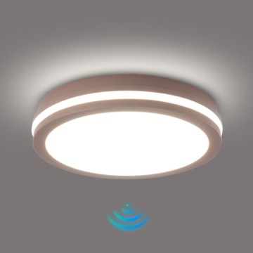 Brilagi - Luminaire extérieur LED avec détecteur BENE LED/24W/230V Ø 26 cm marron IP54
