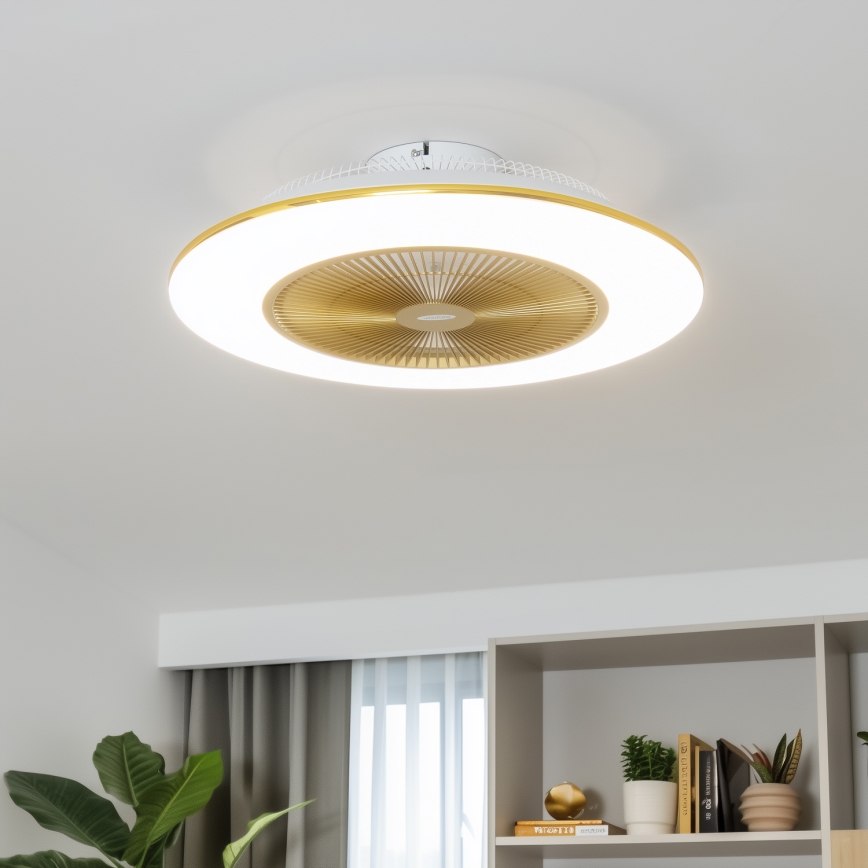 Brilagi - Luminaire LED à intensité variable avec ventilateur AURA LED/38W/230V 3000-6000K doré + télécommande