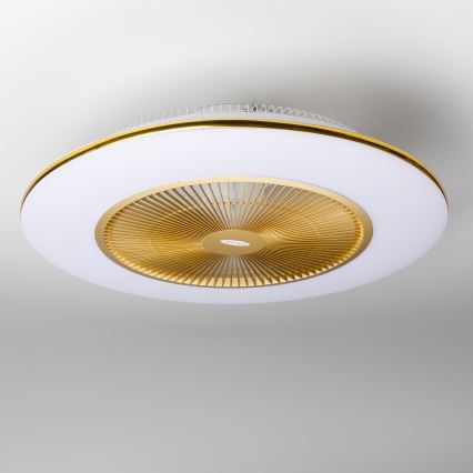 Brilagi - Luminaire LED à intensité variable avec ventilateur AURA LED/38W/230V 3000-6000K doré + télécommande