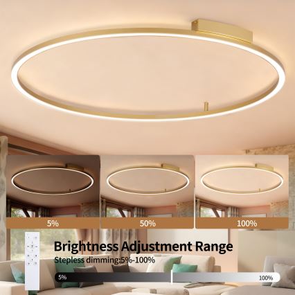 Brilagi - Plafonnier LED dimmable PORTOFINO LED/85W/230V 3000–6000K Ø 120 cm doré + télécommande