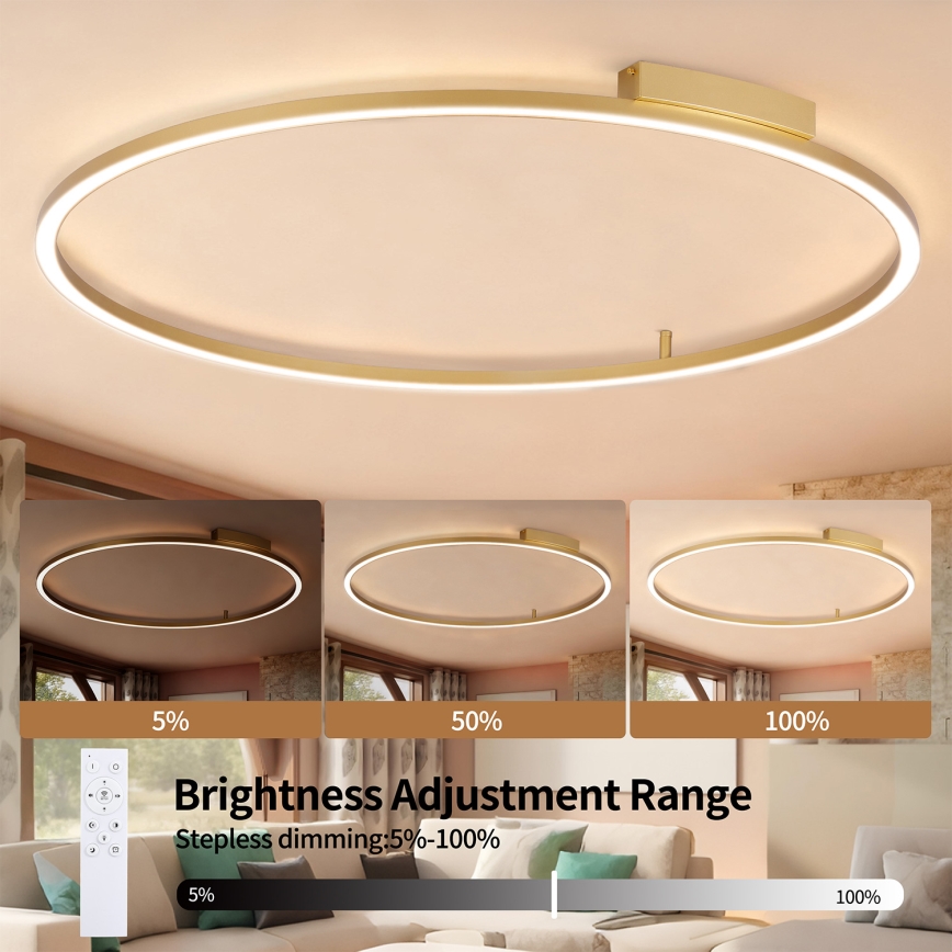 Brilagi - Plafonnier LED dimmable PORTOFINO LED/85W/230V 3000–6000K Ø 120 cm doré + télécommande