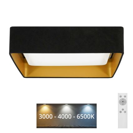 Brilagi - Plafonnier à intensité variable LED VELVET SQUARE LED/24W/230V 3000/4000/6500K + télécommande noir