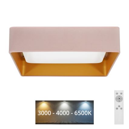 Brilagi - Plafonnier à intensité variable LED VELVET SQUARE LED/24W/230V 3000/4000/6500K + télécommande rose