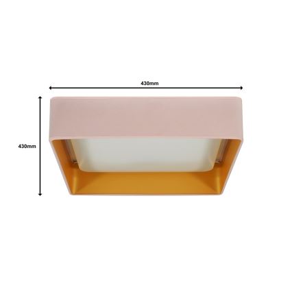 Brilagi - Plafonnier à intensité variable LED VELVET SQUARE LED/24W/230V 3000/4000/6500K + télécommande rose