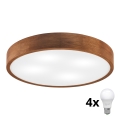 Brilagi - Luminaire LED de plafond CARVALHO 4xE27/60W/230V en chêne cerisier Ø 57,5 cm